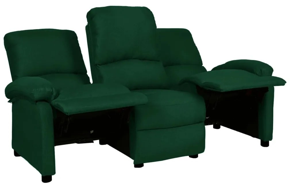 324105 vidaXL Sofá de 3 lugares reclinável em tecido verde-escuro
