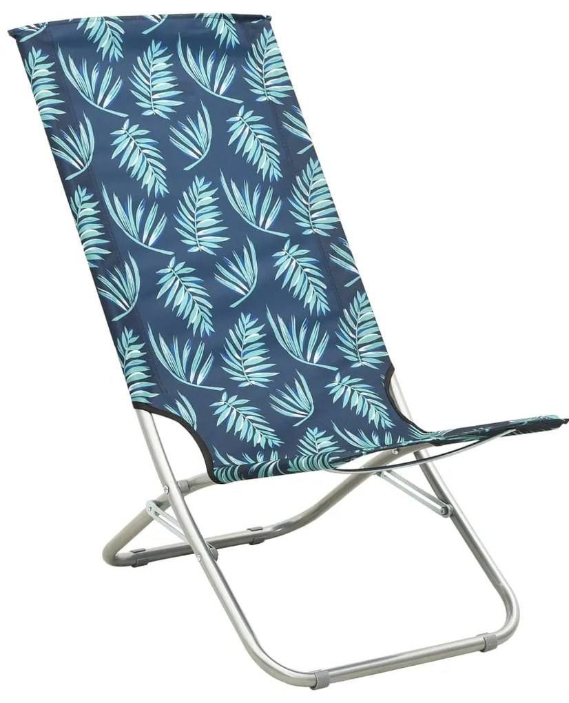 Cadeiras de praia dobráveis 2 pcs tecido padrão de folhas