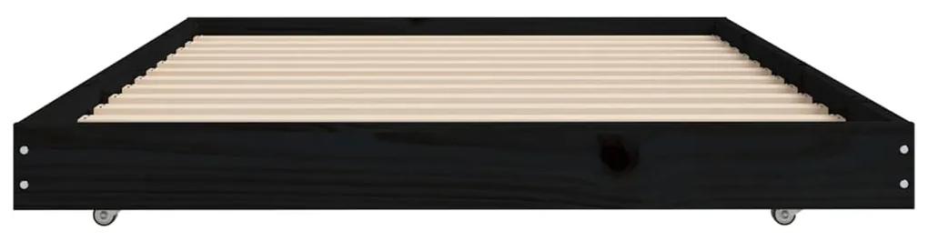Estrutura de cama 90x190 cm madeira de pinho maciça preto