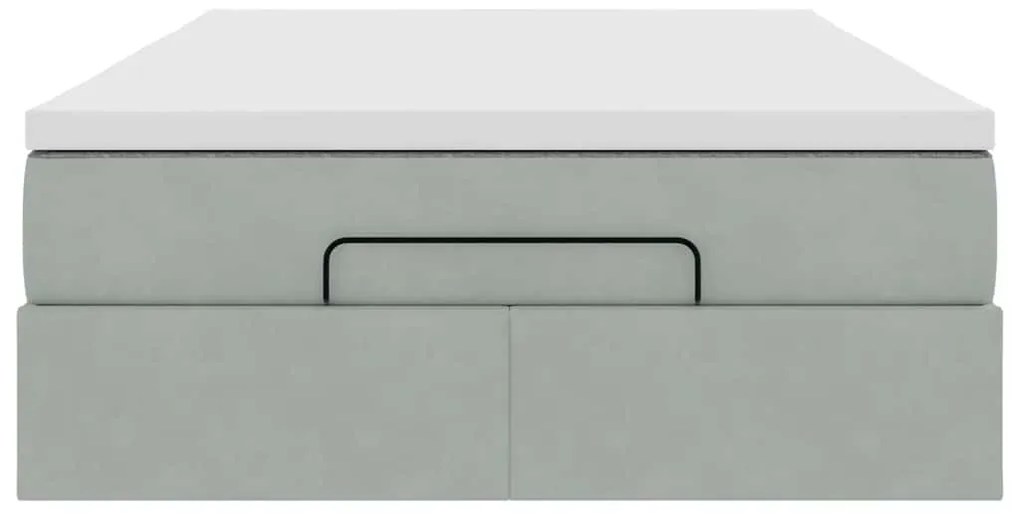 Cama otomana com colchão cinza claro 120x190 cm Veludo