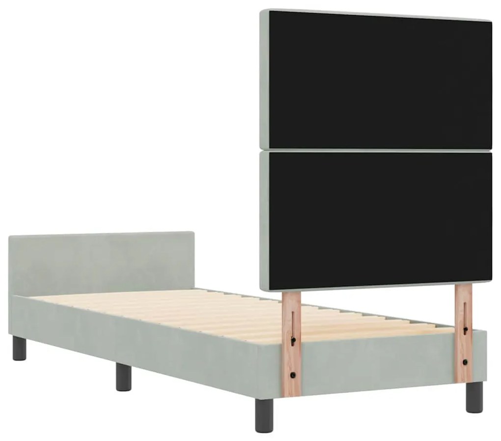 Cama de Veludo Cinza Claro vidaXL 80x200 cm