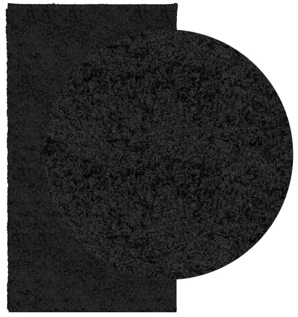 Tapete shaggy de pelo alto PAMPLONA 60x110 cm preto