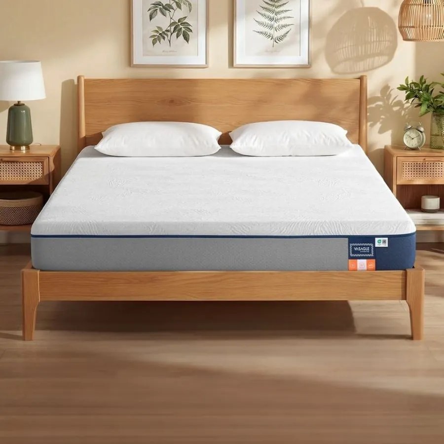 Colchão de espuma viscoelástica com gel, 140 x 200 cm, com apoio ergonómico, azul