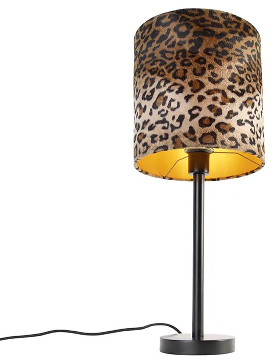 Candeeiro de mesa moderno preto com aba-juro de leopardo 25 cm - Simplo Moderno