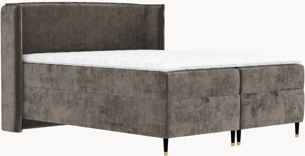 Cama divã em chenille artesanal com arrumação Monpelli, H4