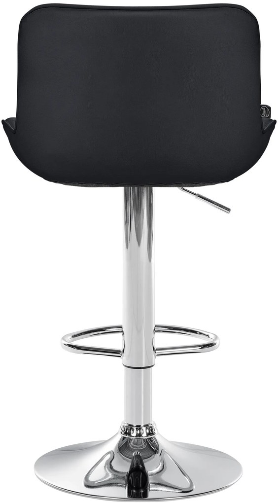 Banco alto em couro sintético com estrutura prateada 85-106 x 49 x 51 cm preto
