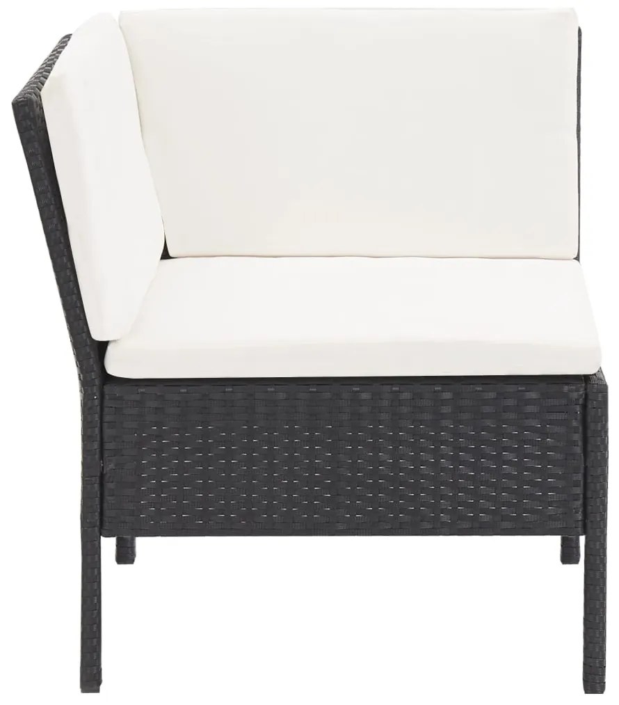 6 pcs conjunto lounge de jardim c/ almofadões vime PE preto
