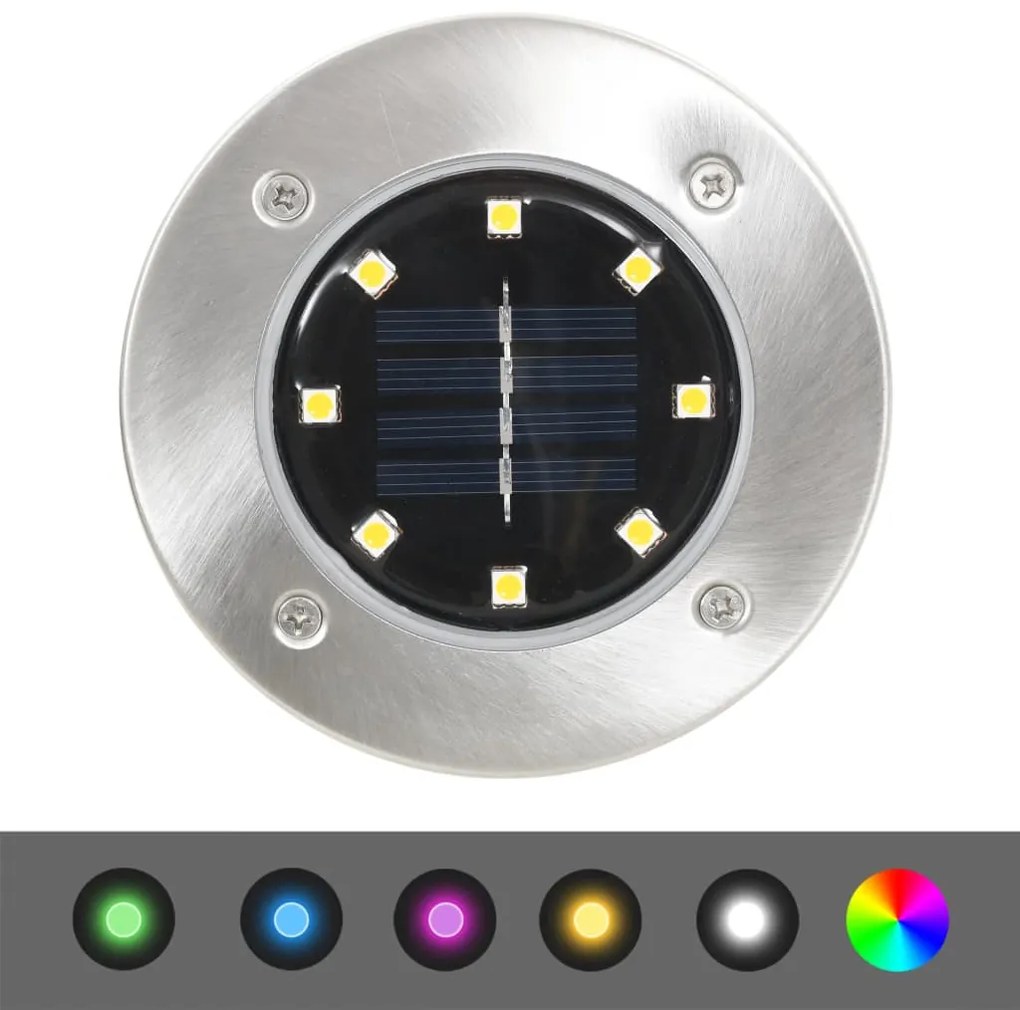 Iluminação LED solar de solo 8 pcs cor RGB