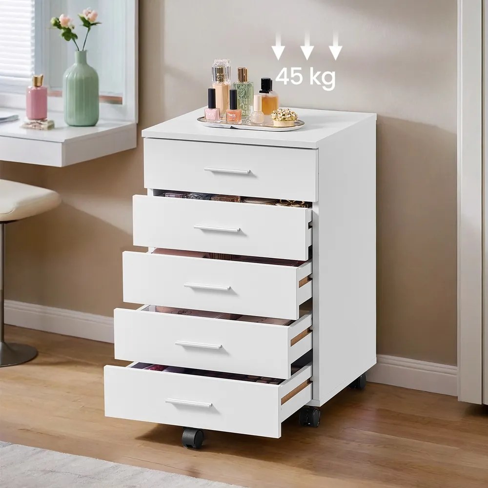 Bloco Gavetas escritório com cinco gavetas 40 x 42 x 65,7 cm (P x L x A) branco