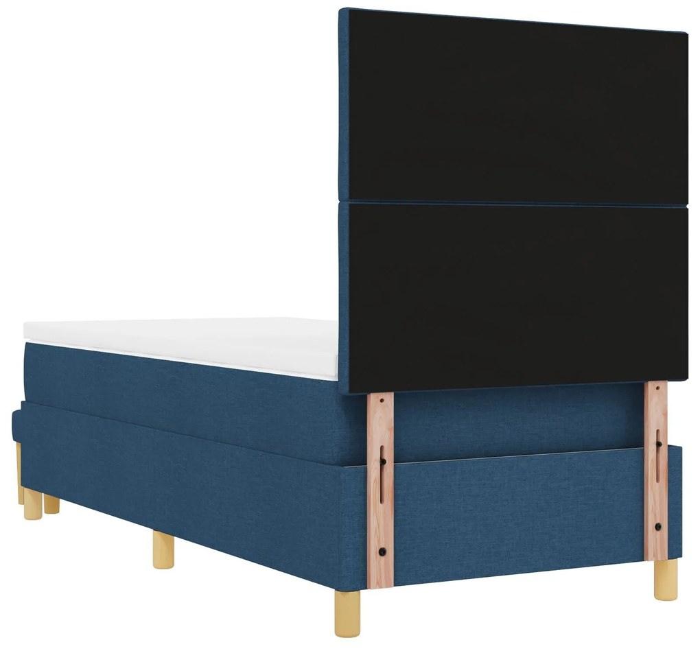 Cama Box com Colchão & Banco Azul 90x200 cm Tecido