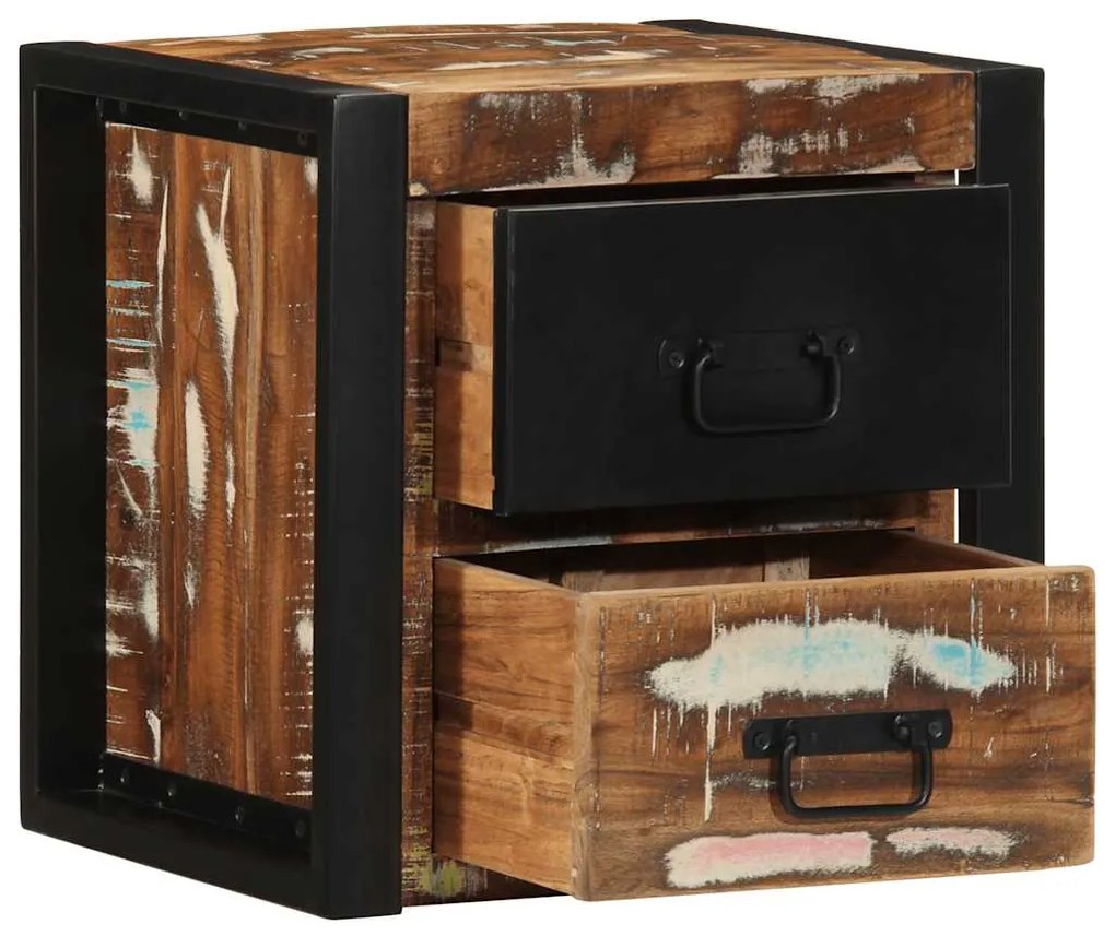 Mesa de cabeceira multicor 40x35x40cm madeira maciça recuperada