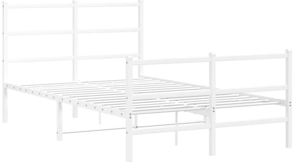 Estrutura de cama com cabeceira e pés 120x200 cm metal branco