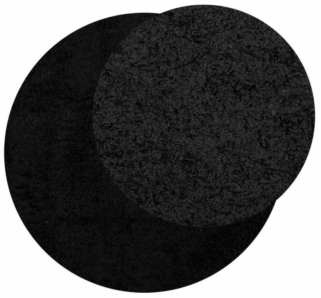 Tapete shaggy de pelo alto PAMPLONA Ø 280 cm preto
