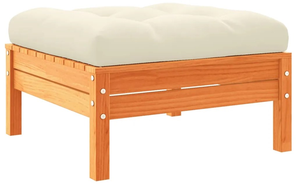 6 pcs conj. sofás jardim almofadões pinho maciço castanho cera