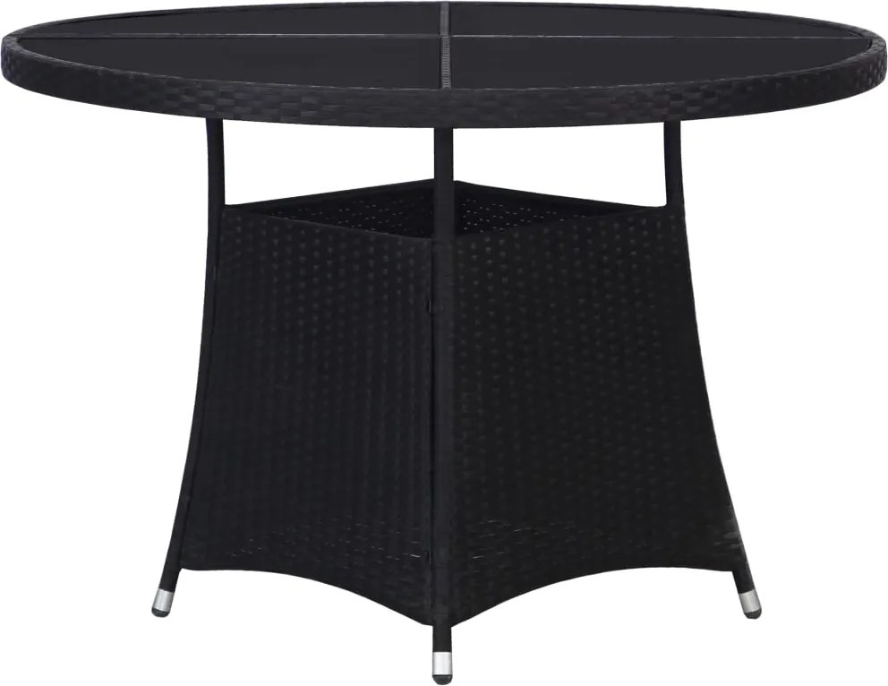 vidaXL Mesa de jardim Ø110x74 cm vime PE preto