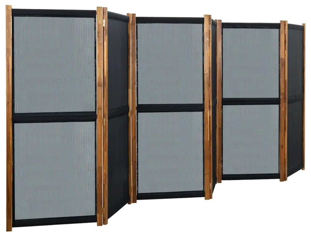 vidaXL Divisória com 6 painéis 420x170 cm preto