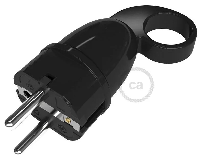 Schuko comfort 16A 250V Black plug with ring