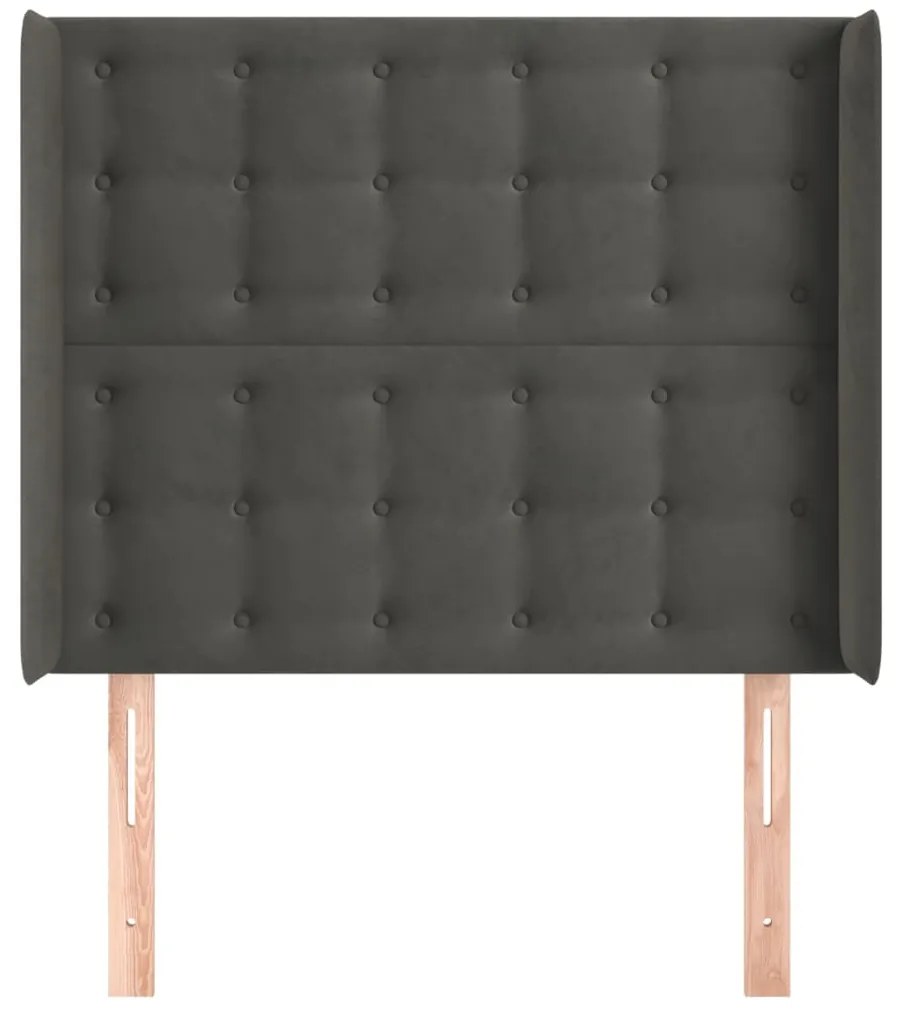 Cabeceira cama c/ abas veludo 83x16x118/128 cm cinzento-escuro
