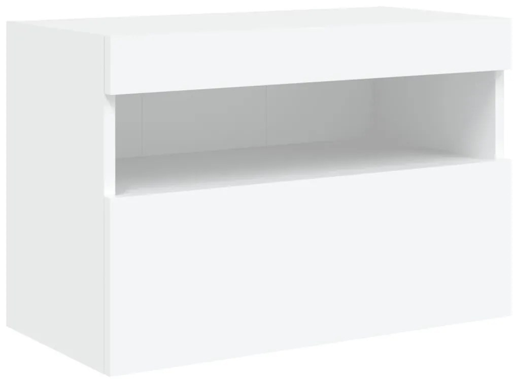 Móvel de parede para TV com luzes LED 60x30x40 cm branco