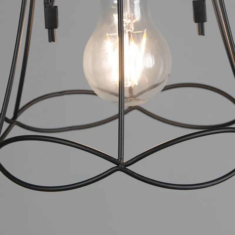 Candeeiro de suspensão retro preto 20 cm - Granny Frame Retro
