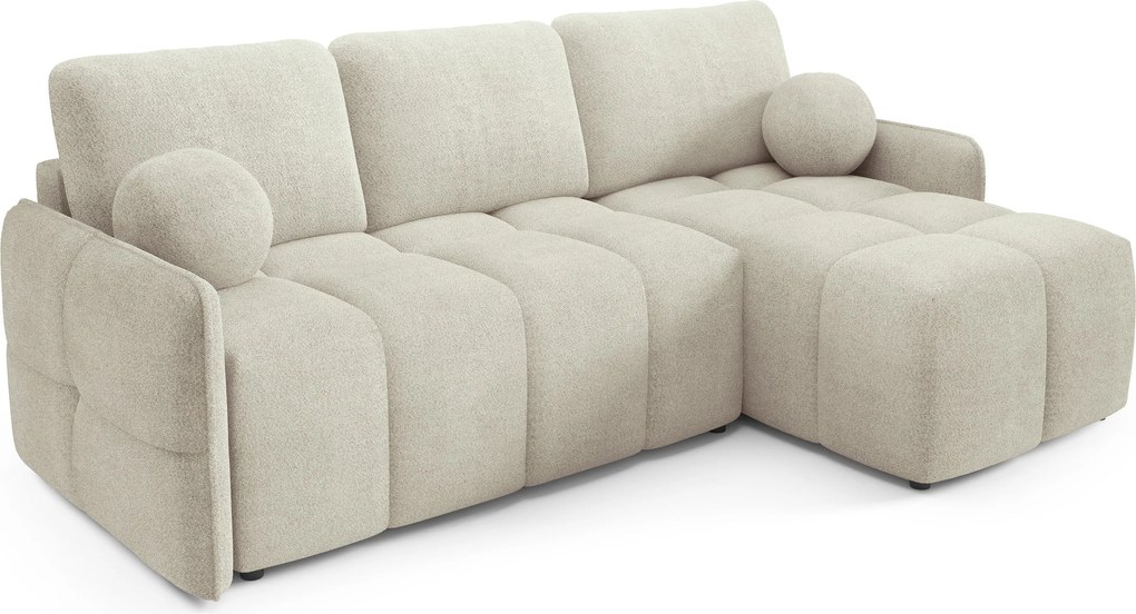 Sofá de canto Greensboro 102, Cama com arrumação, 220x145x95cm, 100 kg, Pernas: Madeira