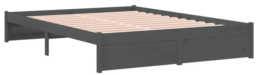 Estrutura de cama 140x200 cm madeira maciça cinzento