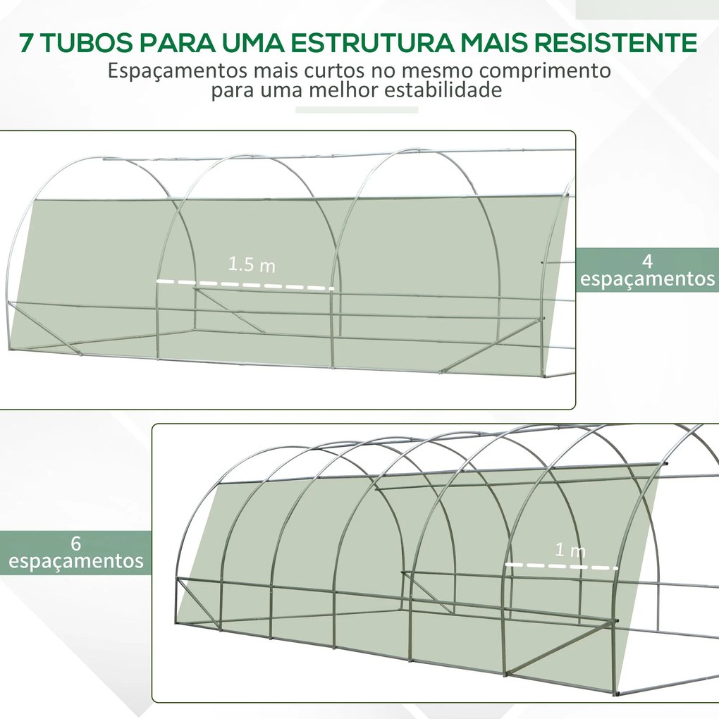 Estufa Tipo Túnel 600x300x200 cm com Porta 12 Janelas Estufa de Jardim