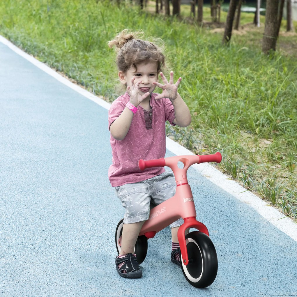 Bicicleta de Equilíbrio para Crianças de 18-36 Meses com Assento Ajustável em Altura Suporta 25 kg 67,5x32x44 cm Rosa