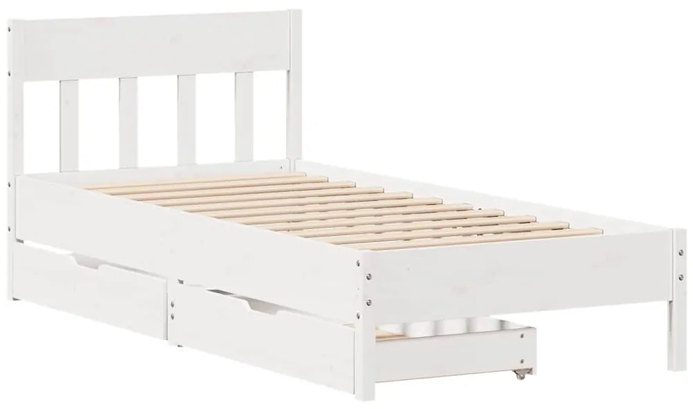 Cama sem colchão 90x190 cm madeira de pinho maciça branco