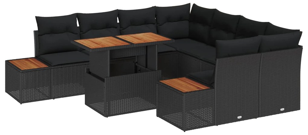 vidaXL Conjunto de Jantar para Jardim 9 pcs Preto e Marrom