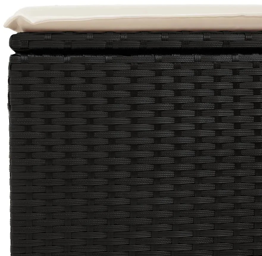 Banco de jardim com almofadão 55x55x37 cm vime PE preto