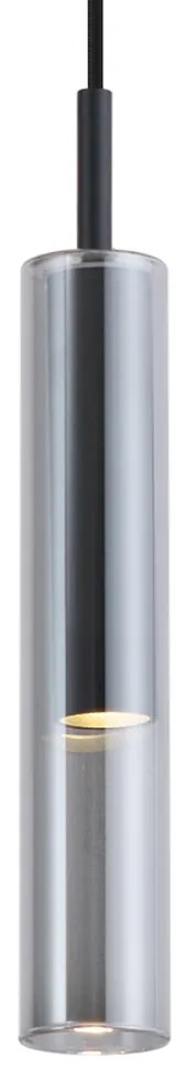 Foco moderno preto com vidro fumê para sistema de calhas monofásico - Slimline Loyce