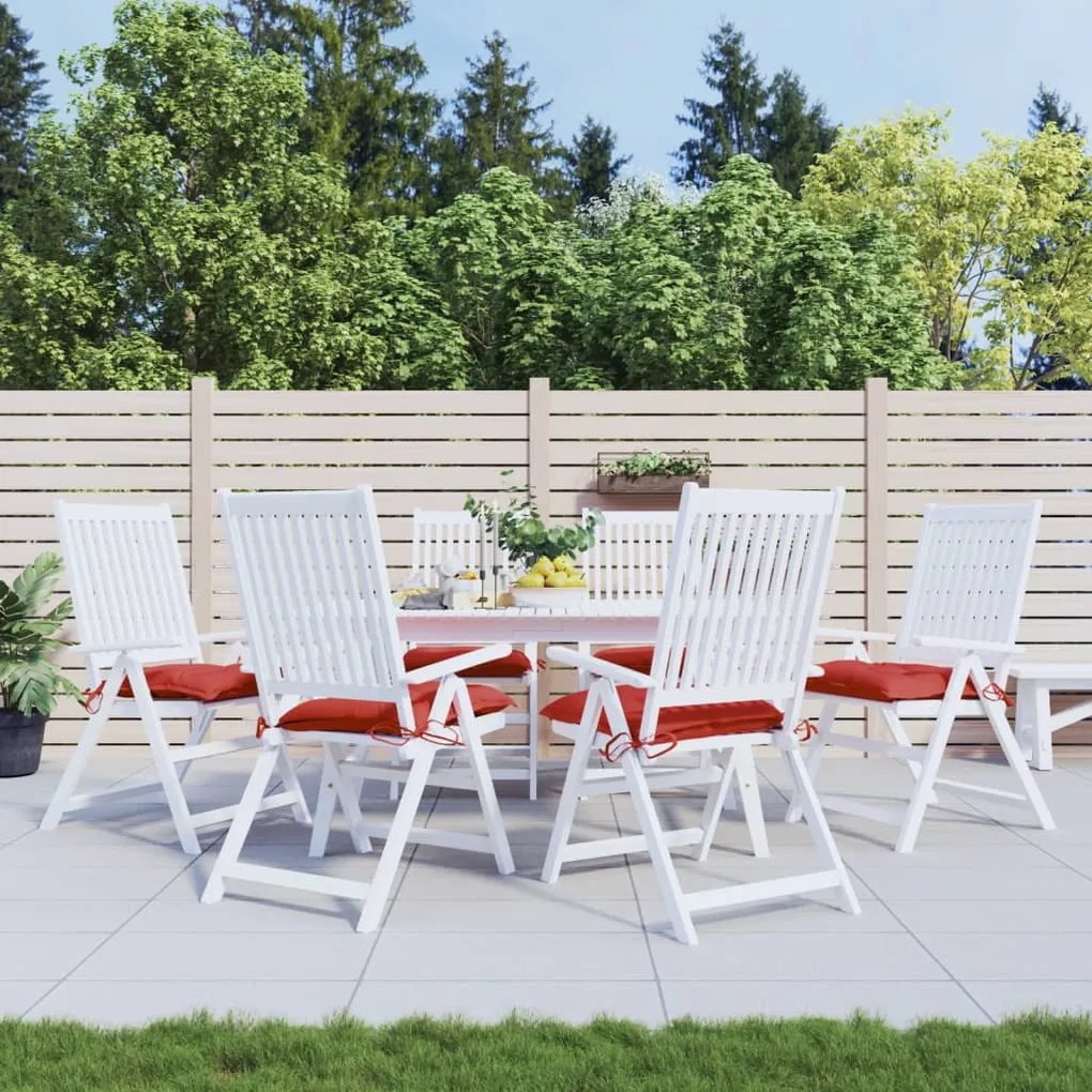 vidaXL Almofadões de cadeira 6 pcs 40x40x7 cm tecido oxford vermelho
