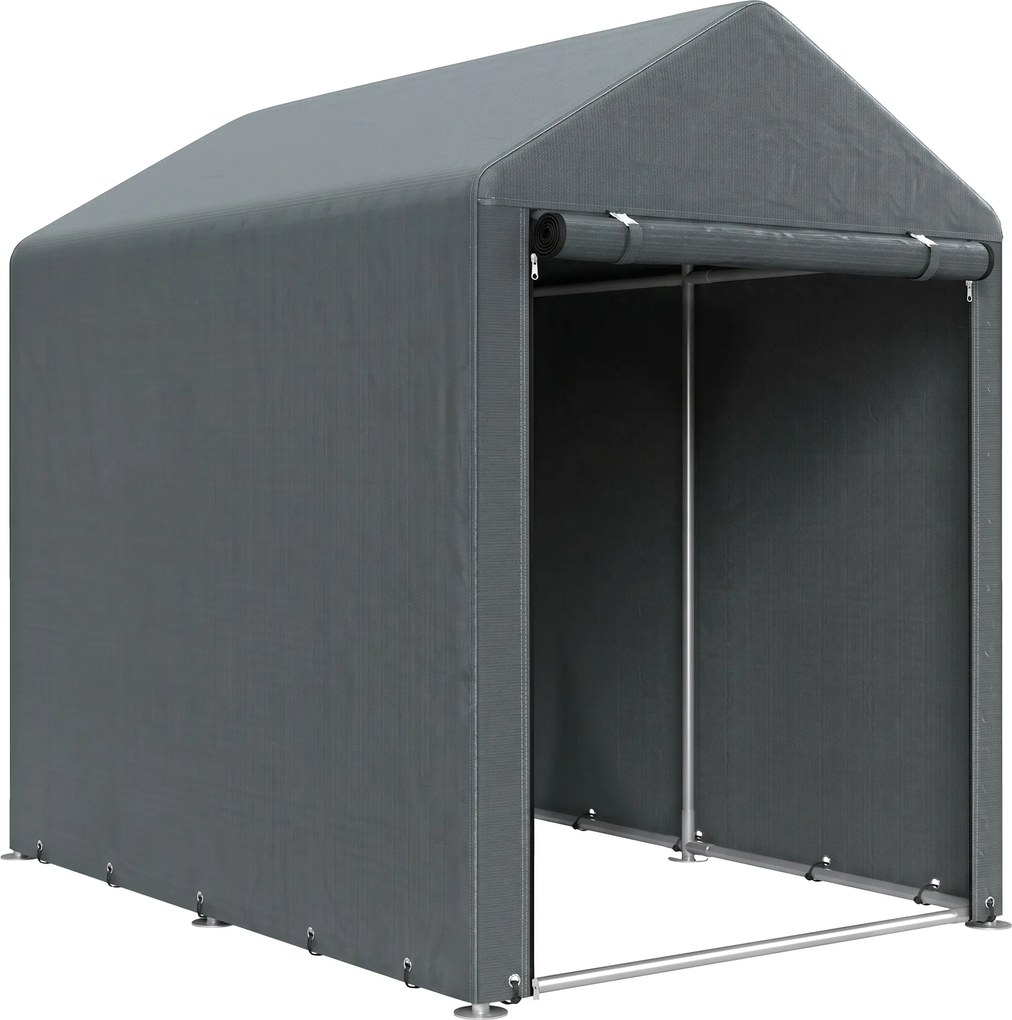 Abrigo para Ferramentas Bicicletas e Motos 1,2x1,8x1,65 m Garagem Portátil com 2 Habitações Cinza Escuro