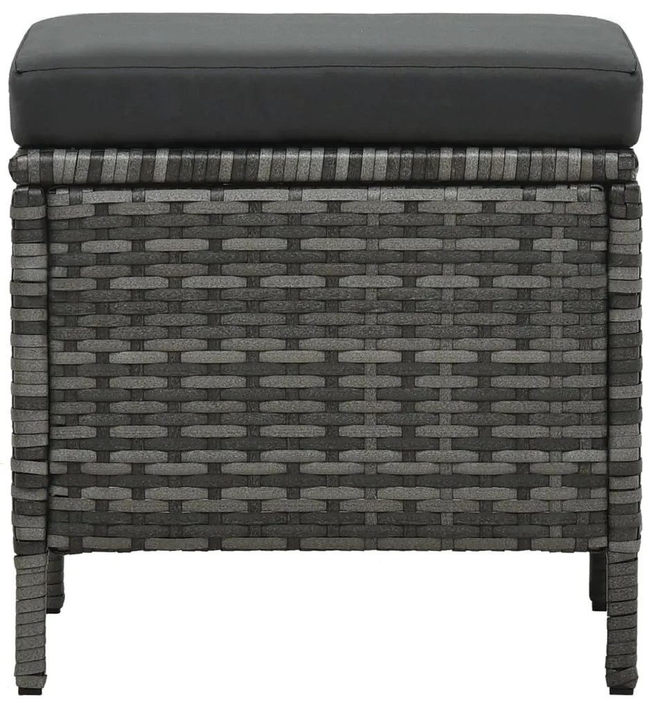 4 pcs conjunto lounge de jardim c/ almofadões vime PE cinzento