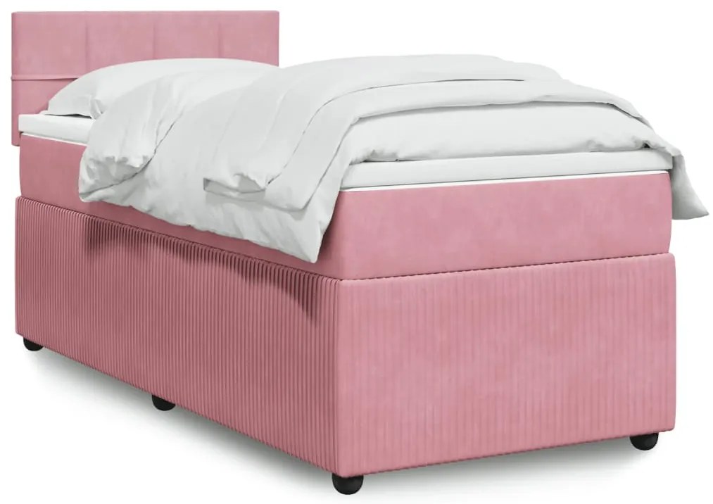 Cama com molas/colchão 90x190 cm veludo rosa