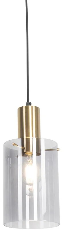 LED Candeeiro de suspensão inteligente em latão com vidro fumê incl. Wifi A60 - Vidra Moderno