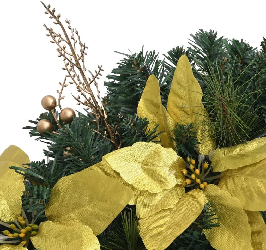 Grinalda de Natal com luzes LED 90 cm PVC verde