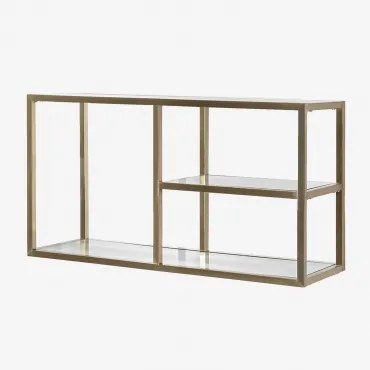 Estante De Parede ↔︎ 90 Cm Em Vidro E Aço Amelia Dourado Mate - Sklum
