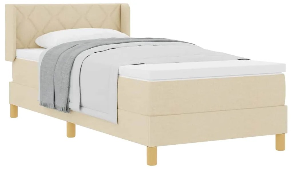 Cama Box com Colchão Creme 90 x 200 cm, Tecido.