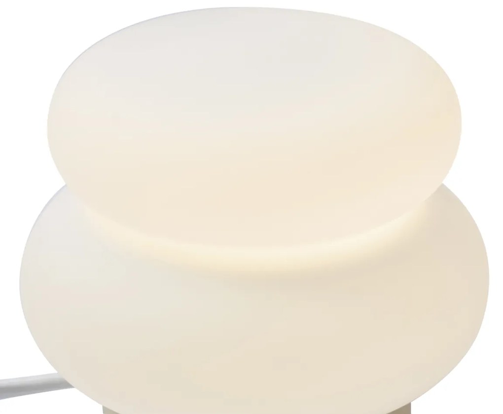 Candeeiro de Mesa Japandi Bege com Vidro Opalino 15cm - Miele Japandi