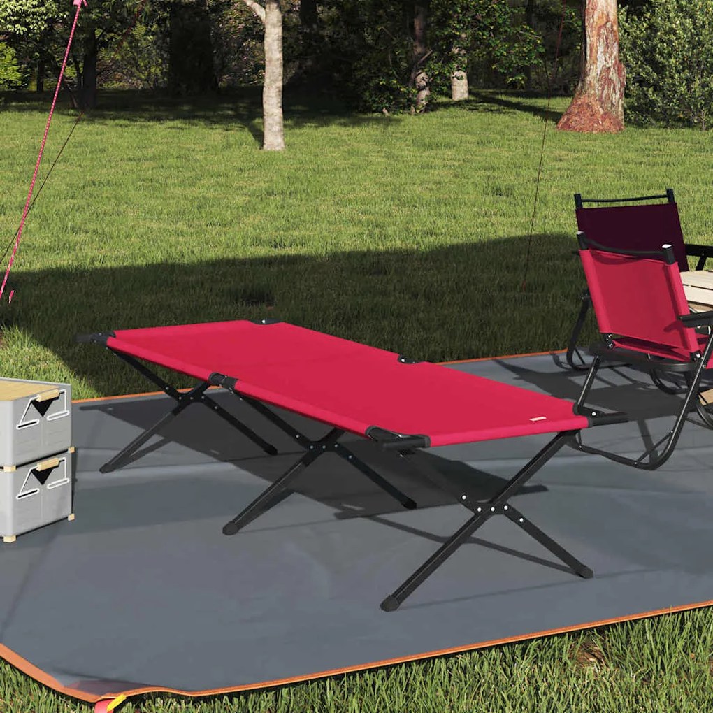 vidaXL Cama de Camping Dobrável Manual Vermelho 210 x 80 x 46 cm