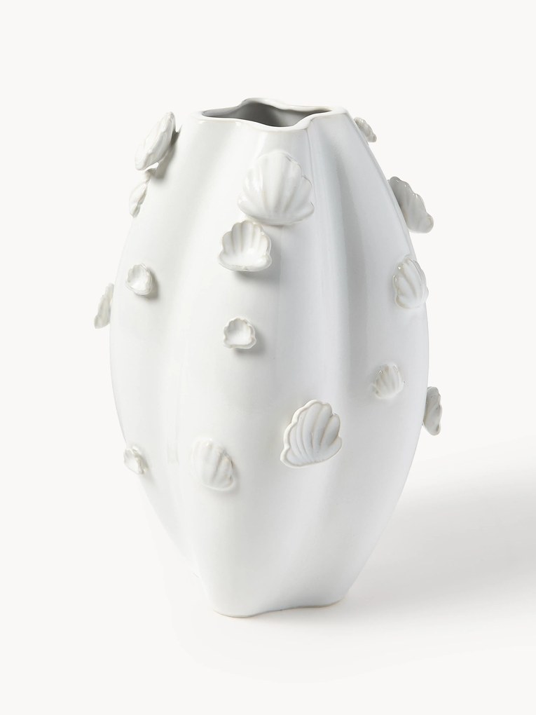 Jarra vidrada com decoração de conchas Mar, Alt 31 cm