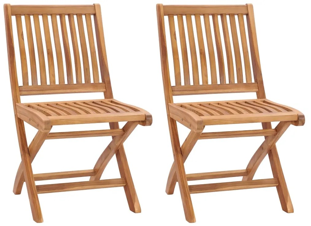 315105 vidaXL Cadeiras de jardim dobráveis 2 pcs madeira de teca maciça