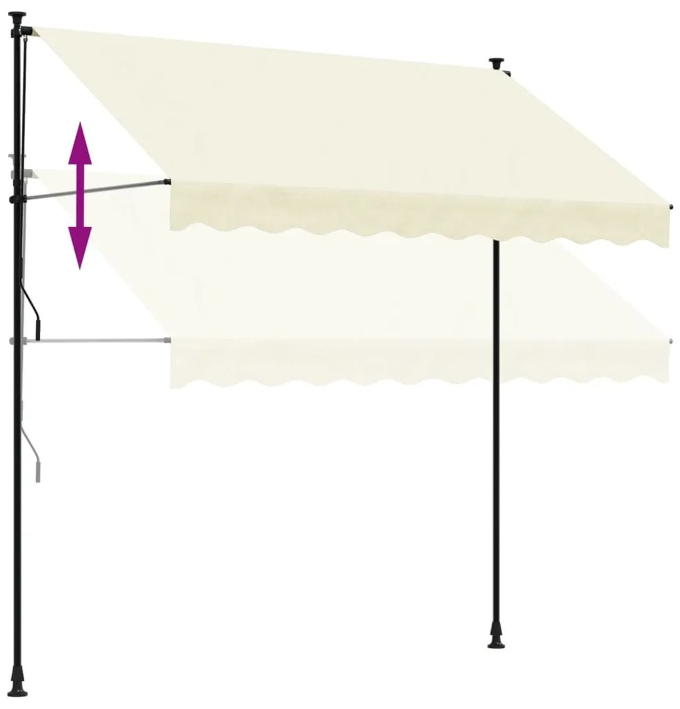 Toldo retrátil 250x150 cm tecido e aço cor creme