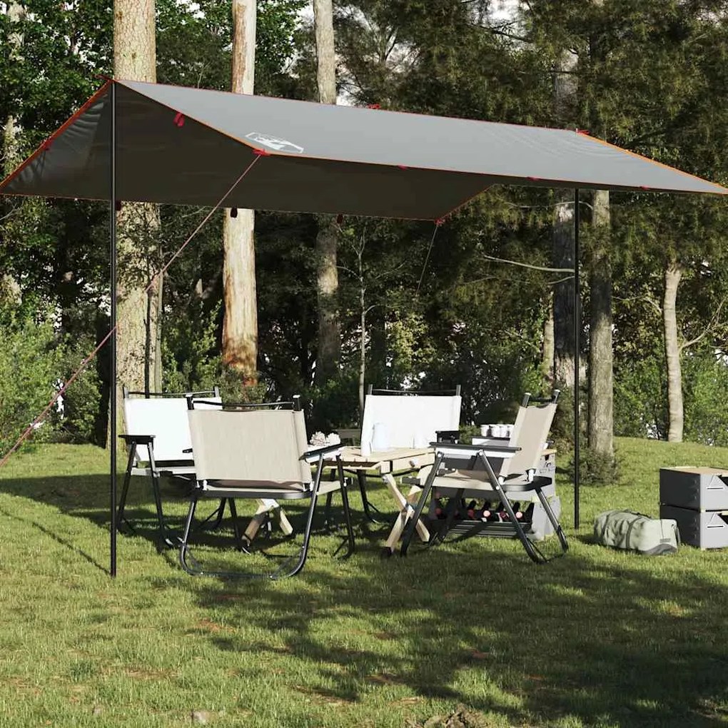 Lona de campismo 400x294 cm impermeável cinzento e laranja
