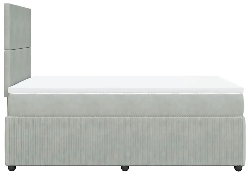 Cama boxspring c/ colchão 120x200 cm veludo cinzento-claro