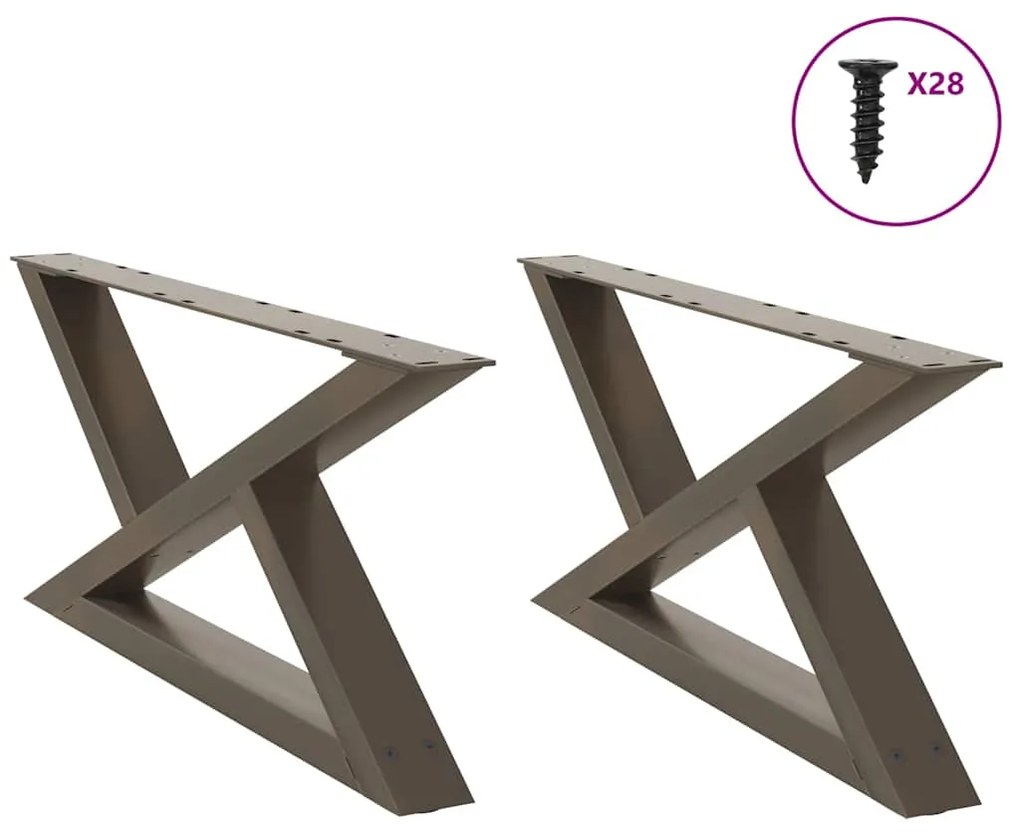vidaXL Pés para mesa de centro 2 peças aço natural 70x(30-31,3) cm aço