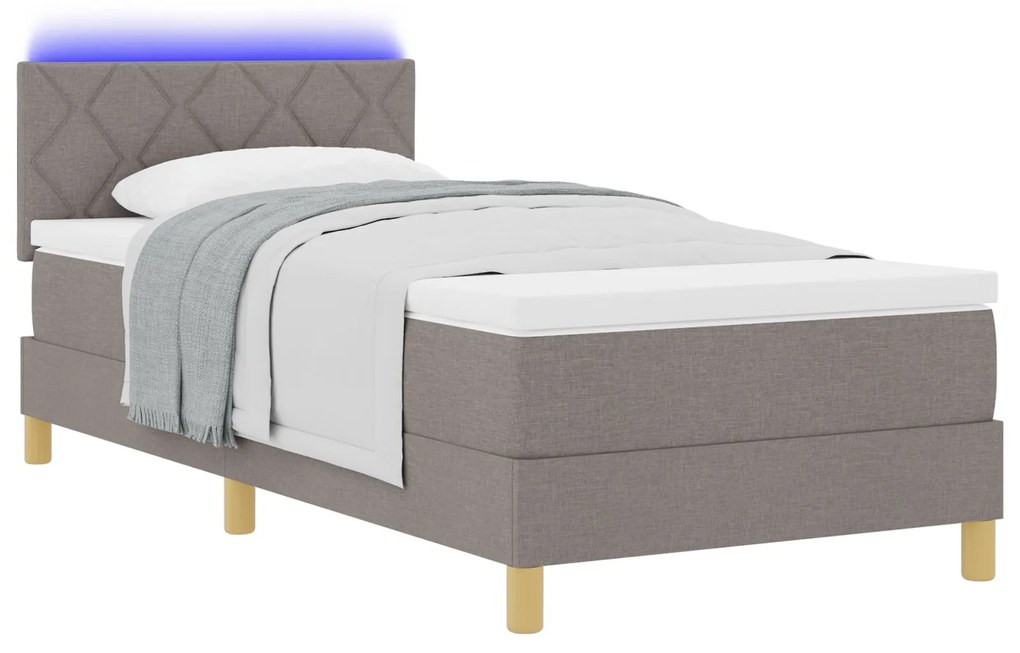 Cama Box Spring com Colchão Taupe 90x190 cm Tecido