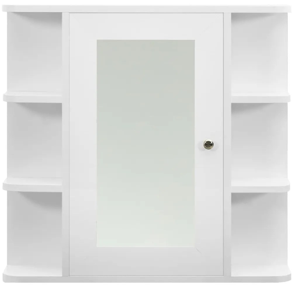 Armário espelhado para casa de banho 66x17x63 cm MDF branco